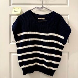 Moon & Madison Navy and White Striped Crew Neck Sweater